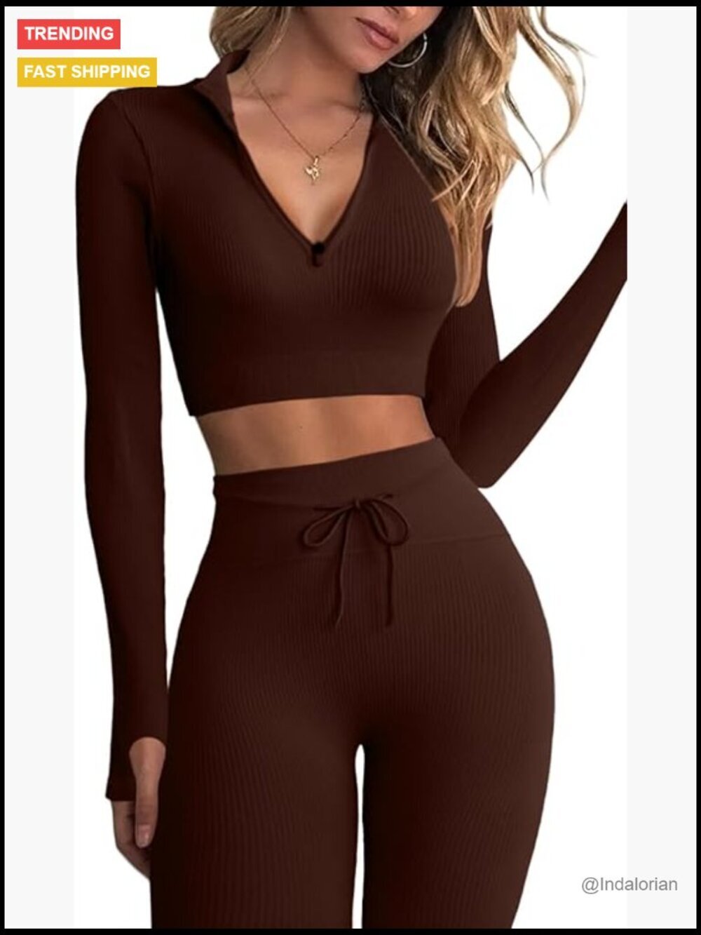 Workout Sets for Women 2 Piece Seamless Long Sleeve Crop Top High Waist Leggings